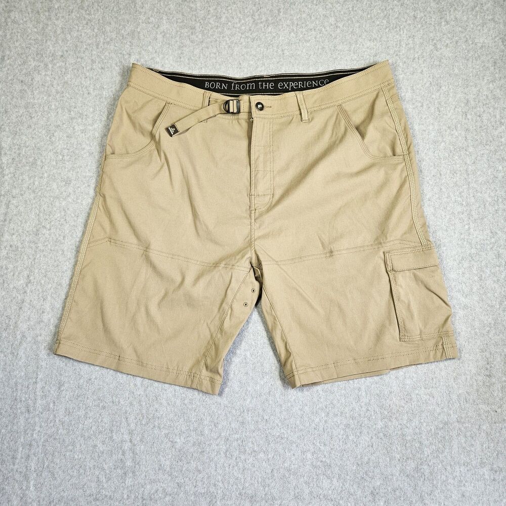 prAna Men's Zion Cargo Shorts Khaki Tan Built-in Belt Outdoor Hiking Size 40